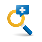 Magifying glass with plus sign icon
